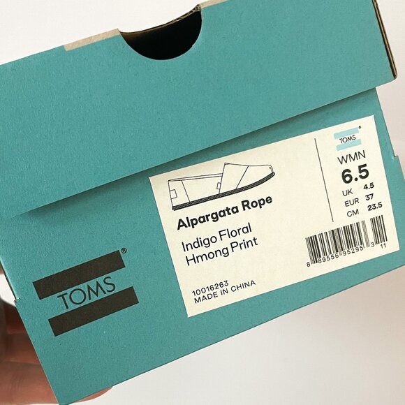 Toms Alpargata Rope Hmong Indigo Slip-on Flats sz 6.5 - Picture 7 of 7